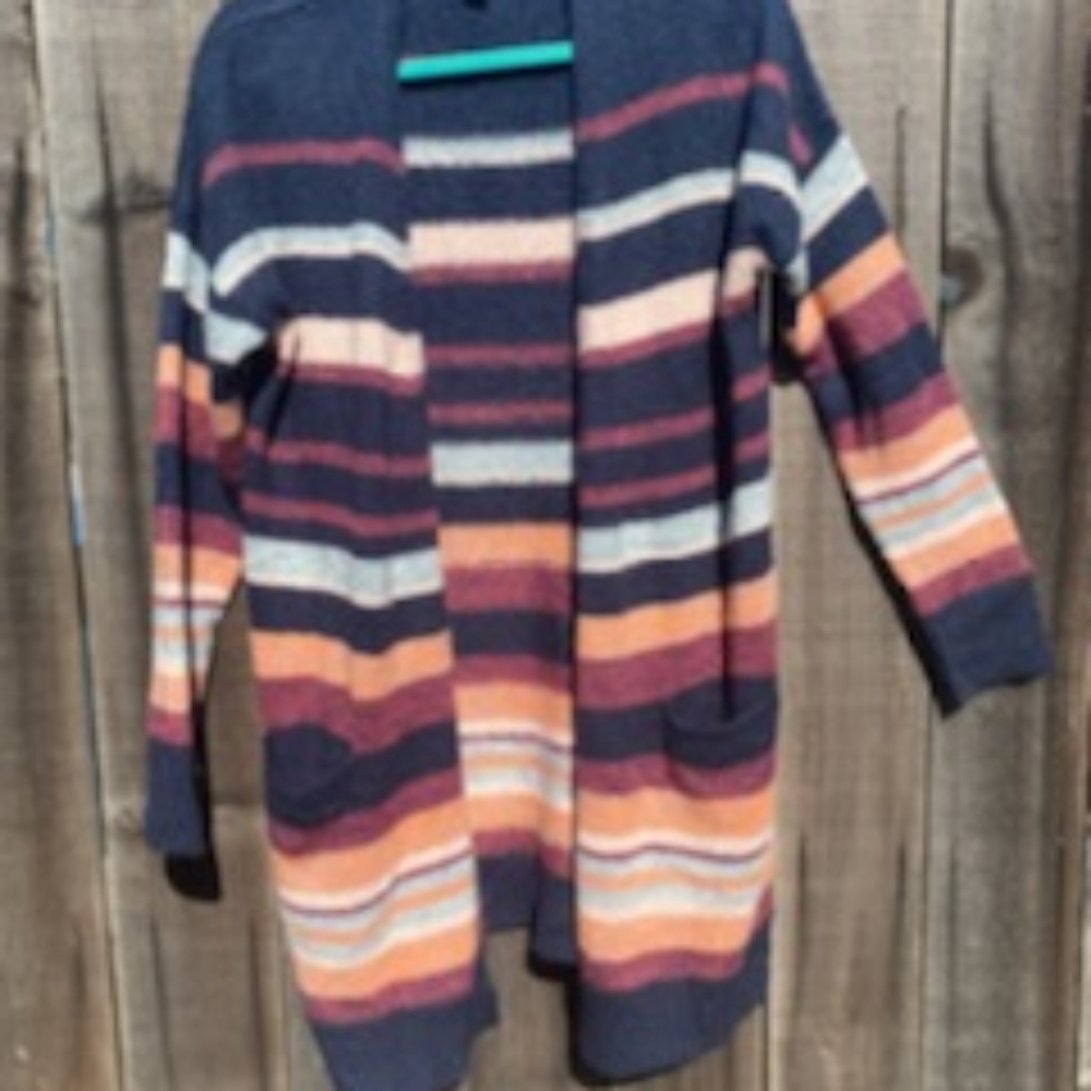 Caslon striped open front cardigan